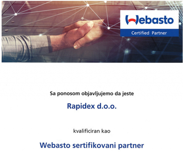 RAPIDEX SERTIFIKOVANI WEBASTO PARTNER